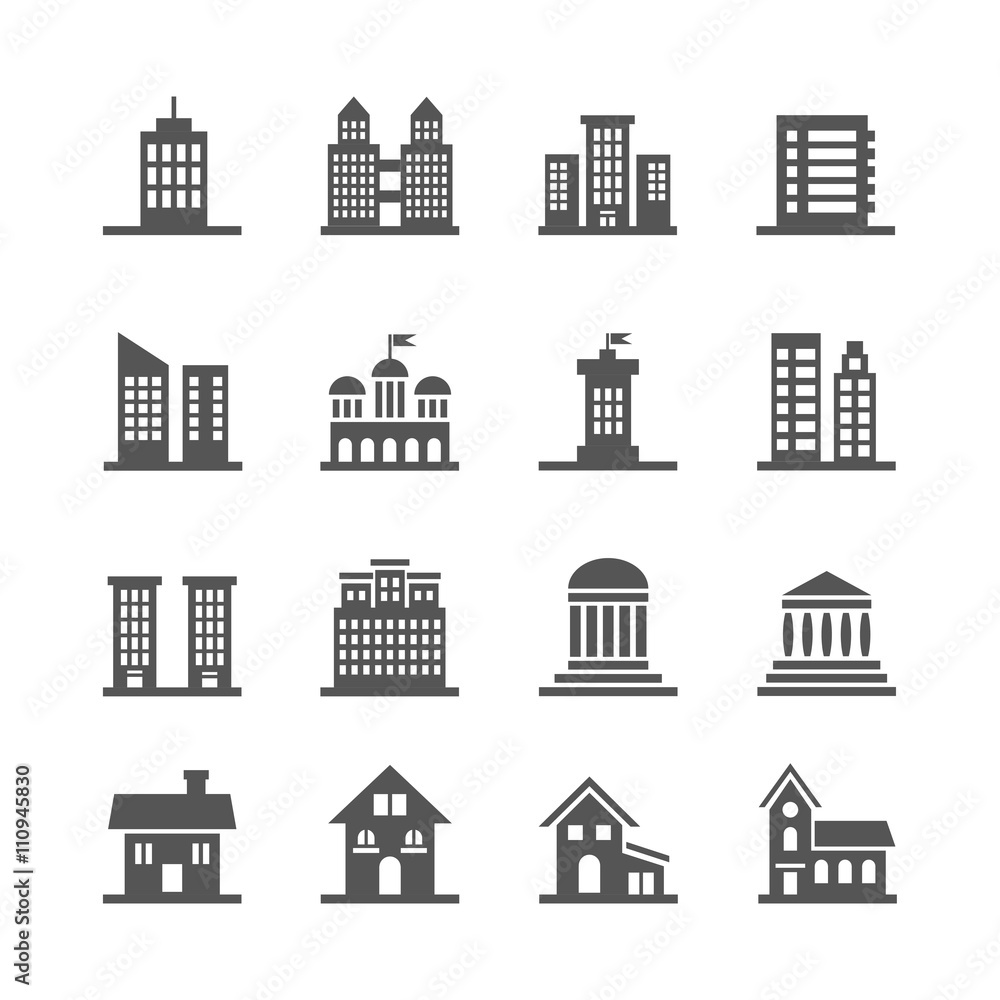 Building, house vector icons. House or home building set icon and illustration architecture  property building