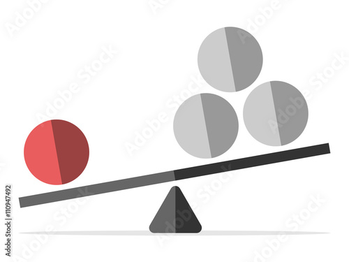 Red sphere outweighing many