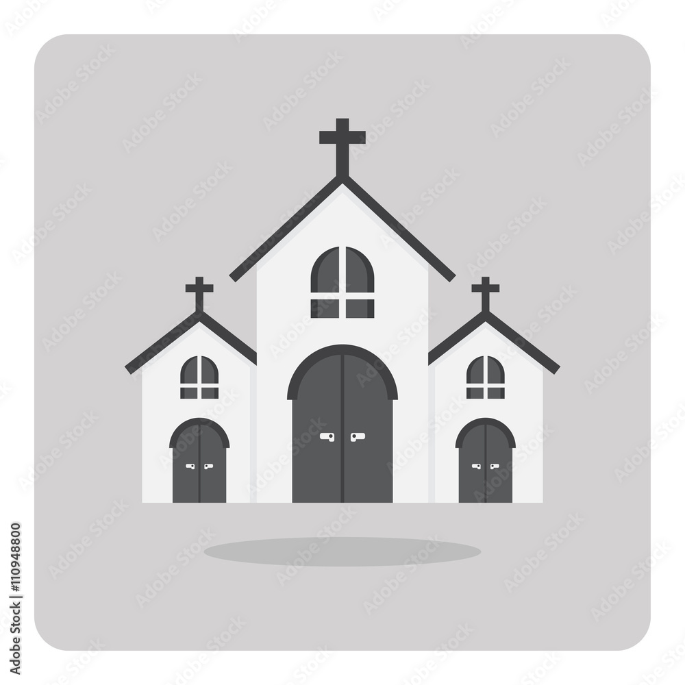 Vector of flat icon, Church building on isolated background