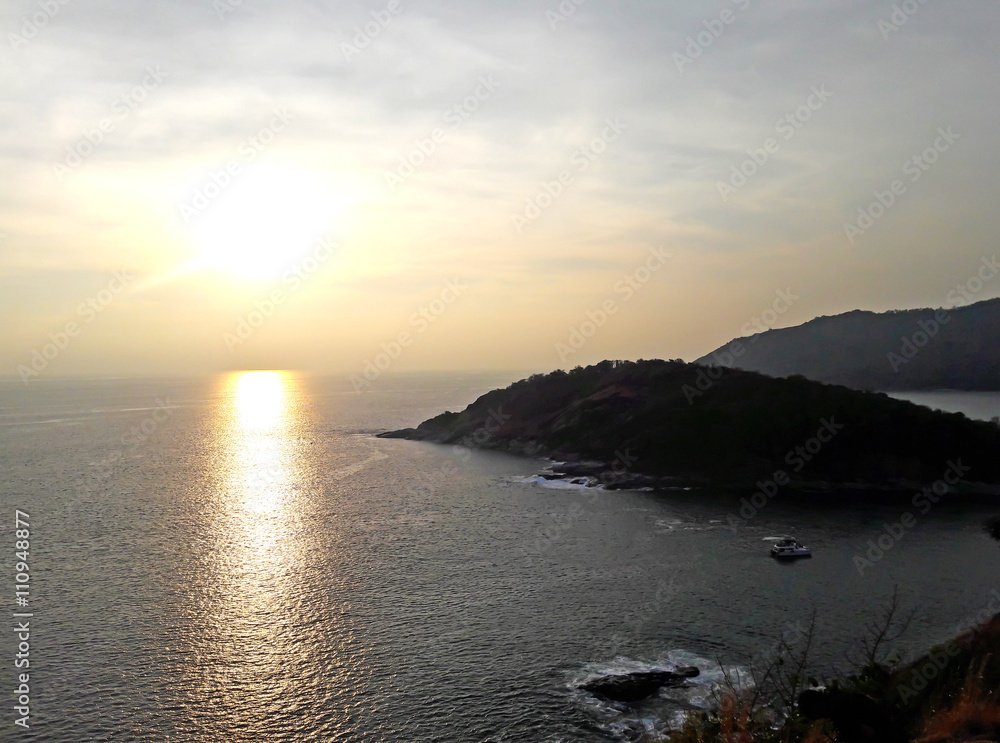 Beautiful sunset at Promthep cape view point, Phuket, Thailand Beautiful sunset at Promthep cape view point, Phuket, Thailand