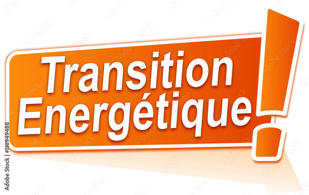 Fotografie transition énergétique sur étiquette orange