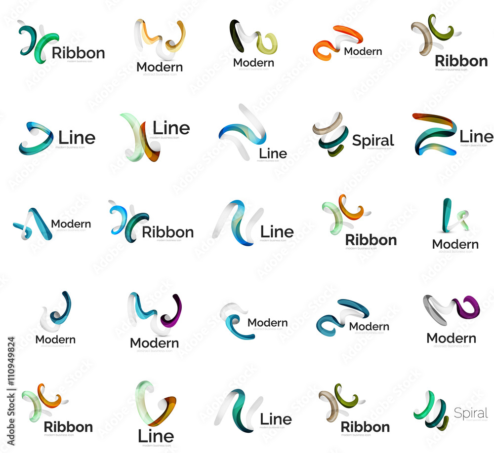 Obraz premium Set of abstract ribbon logo icons