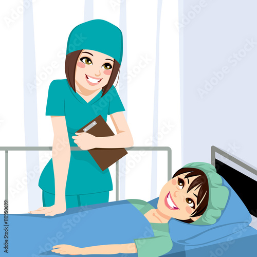 Nice female nurse talking w...
