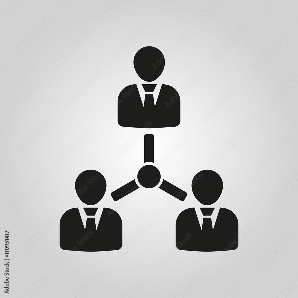 The management icon. Team and group, teamwork, people, alliance symbol. UI. Web. Logo. Sign. Flat design. App. The management icon. Team and group, teamwork, people, alliance symbol. UI. Web. Logo. Sign. Flat design. App.