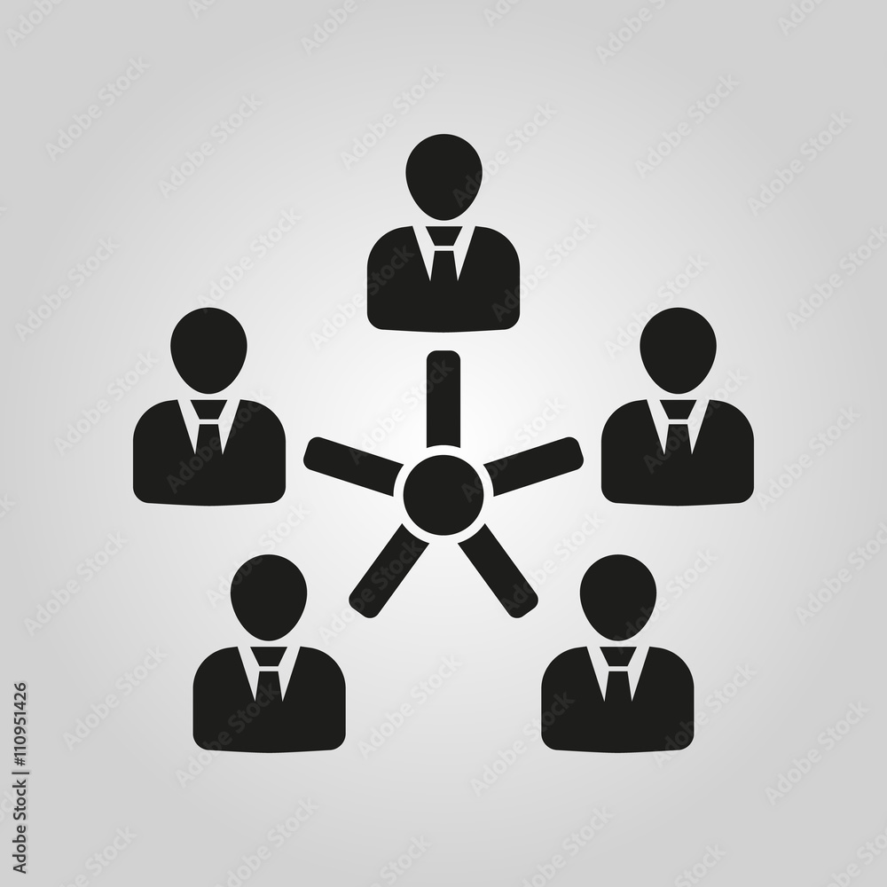 The management icon. Team and group, teamwork, people, alliance symbol. UI. Web. Logo. Sign. Flat design. App. The management icon. Team and group, teamwork, people, alliance symbol. UI. Web. Logo. Sign. Flat design. App.