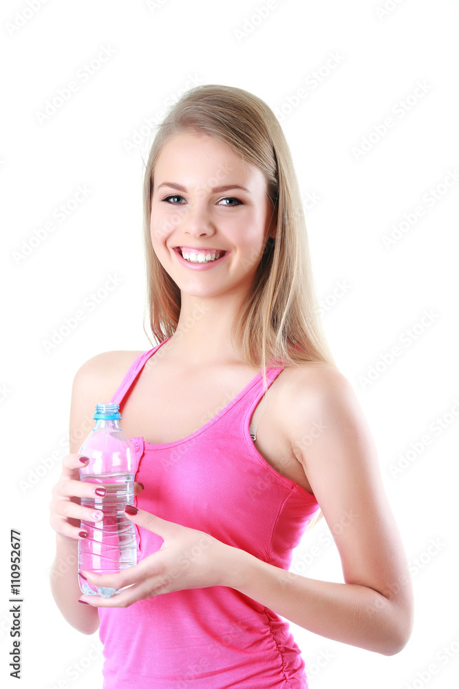 picture of beautiful woman with bottle of water