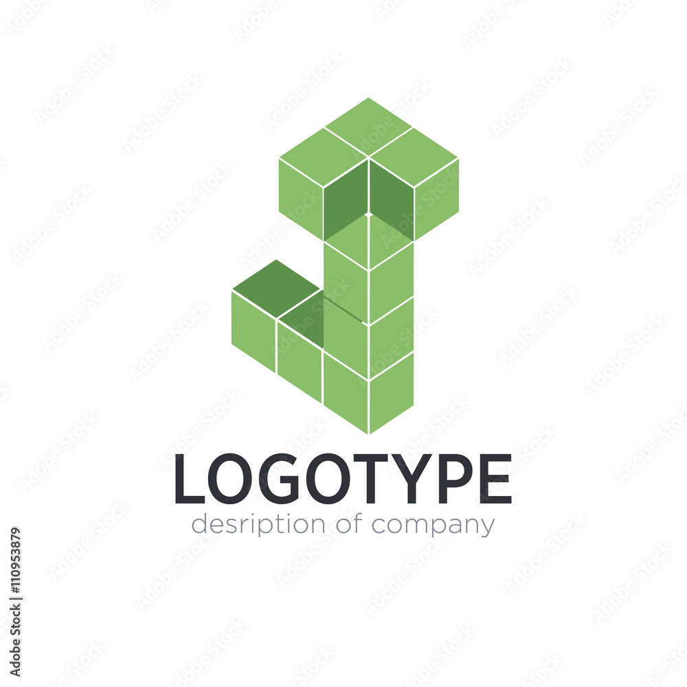 Letter J cube figure logo icon design template elements

