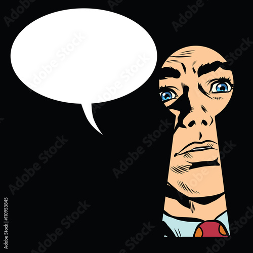 Male face in the keyhole, secret mystery
