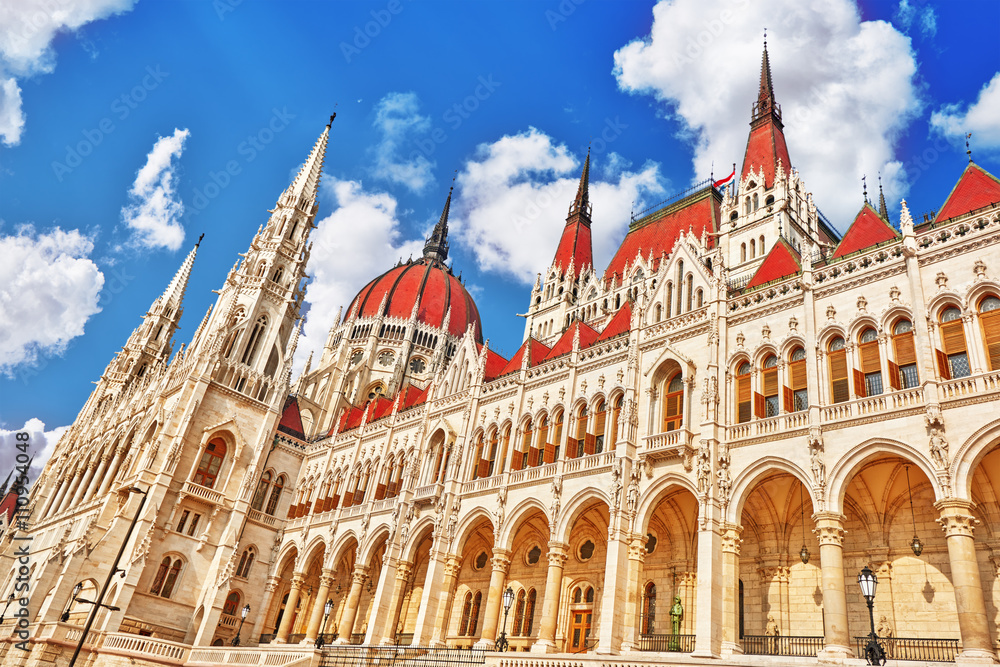 Hungarian Parliament close-up. Budapest. One of the most beautif