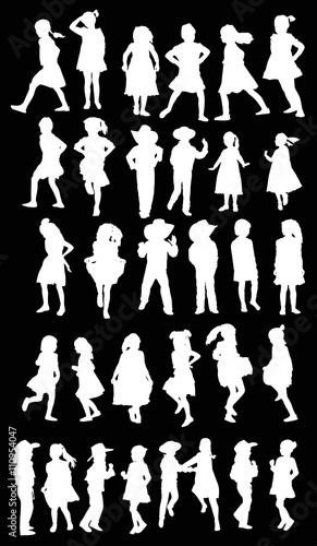 thirty two white child silhouettes