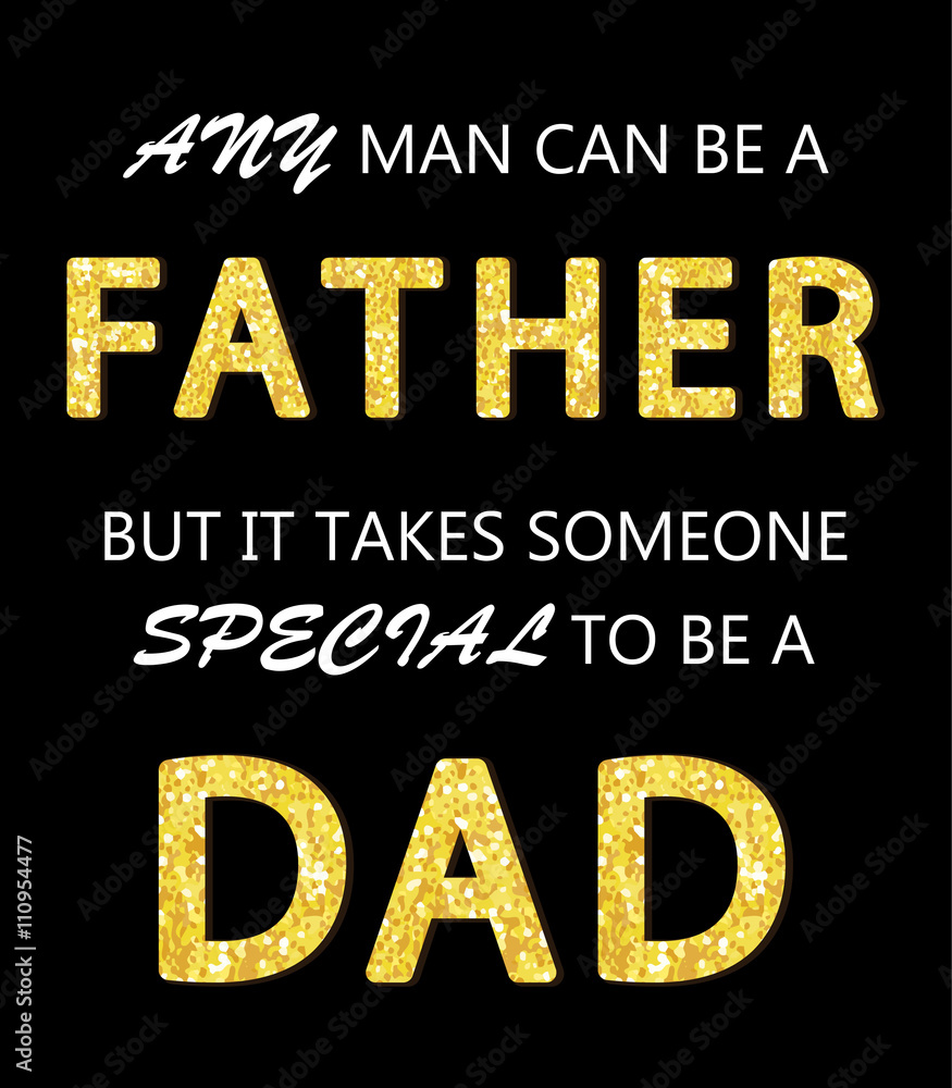 Cute Father's Day card with golden glitter letters for your decoration