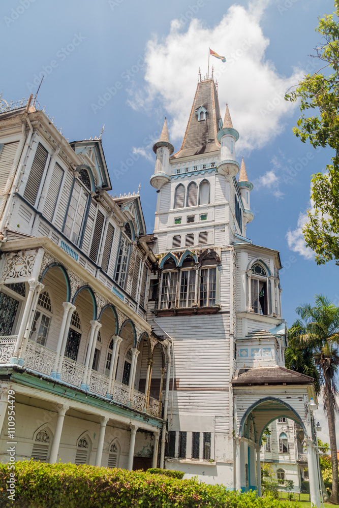 Naklejka premium Building of the Town Hall in Georgetown, capital of Guyana.