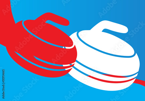 Curling stones on a blue background