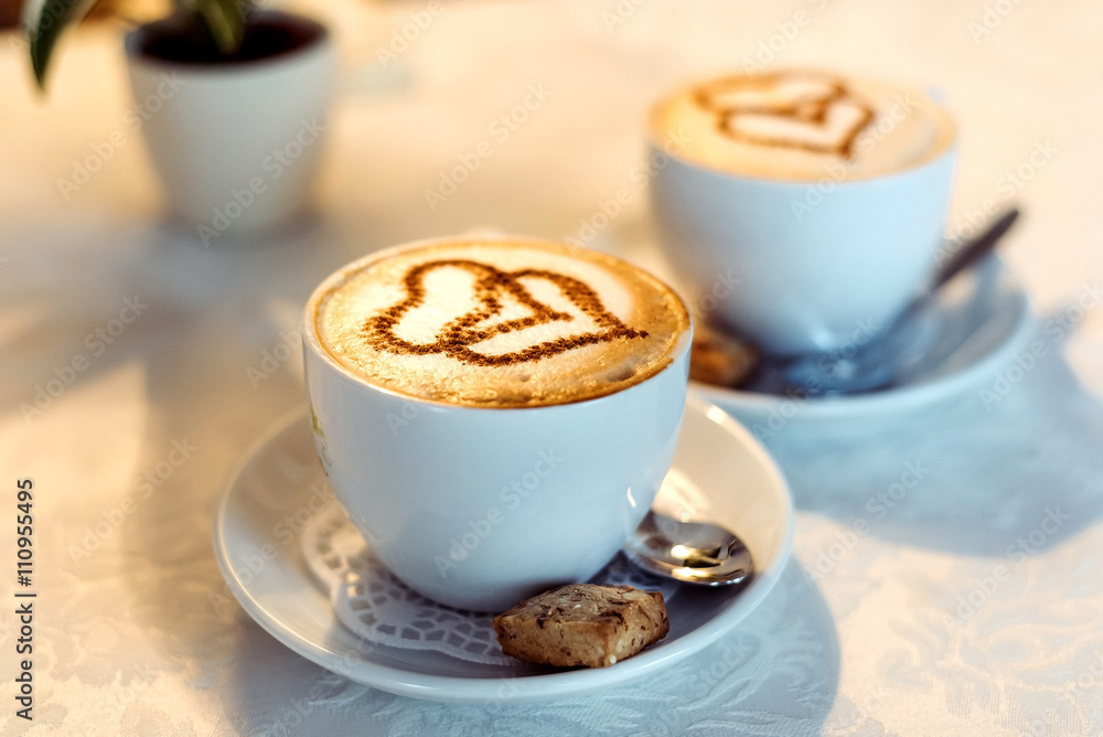 Cappuccino with a pattern heart. Cappuccino with a pattern heart.