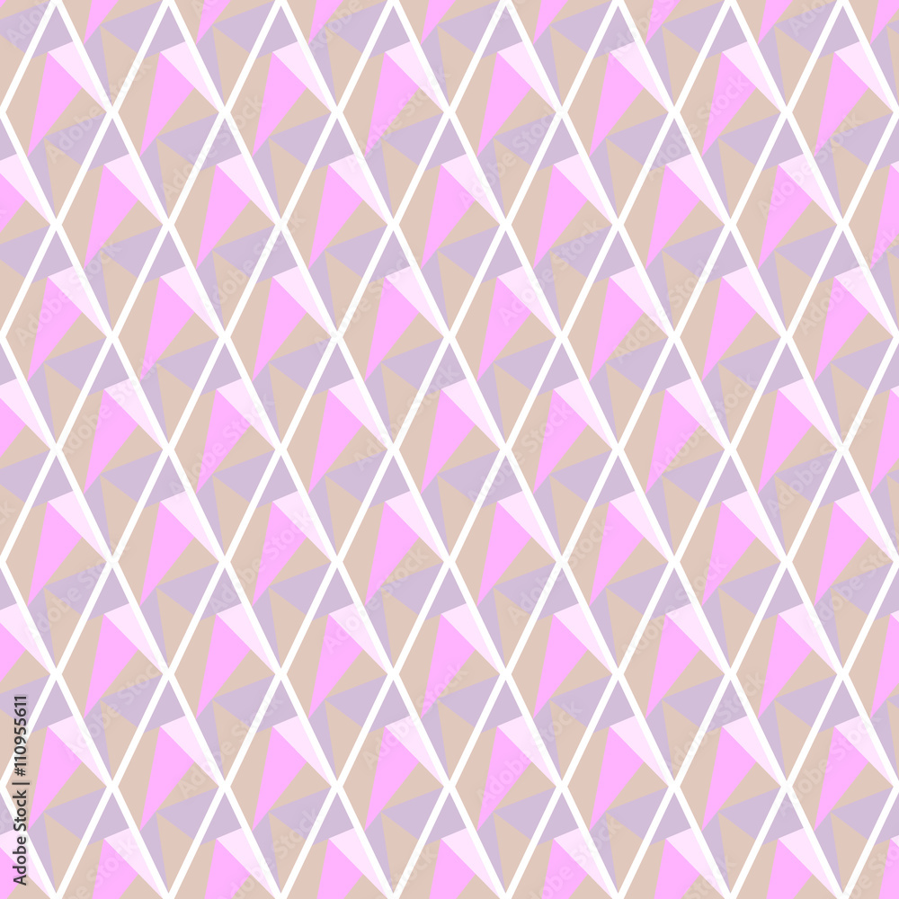 Seamless vector geometrical pattern. Symmetrical background with rhombus in pink color. Polygonal design. Geometric triangular origami style, graphic illustration. Seamless vector geometrical pattern. Symmetrical background with rhombus in pink color. Polygonal design. Geometric triangular origami style, graphic illustration.