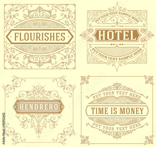 Set of Vintage cards. vector template.