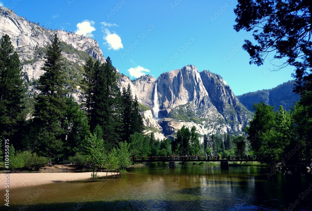 Yosemite fall and swinging bridge