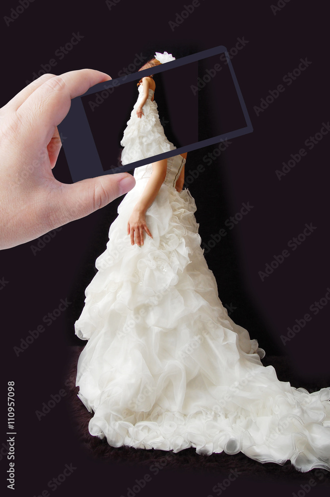 Naklejka premium スマホとウエディング