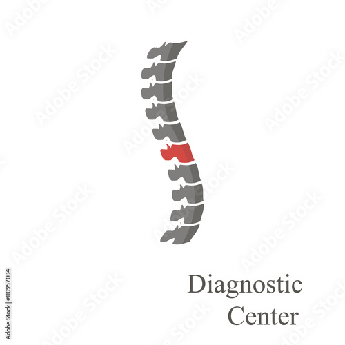 Spine diagnostics logotype with pain sign on white background, spine