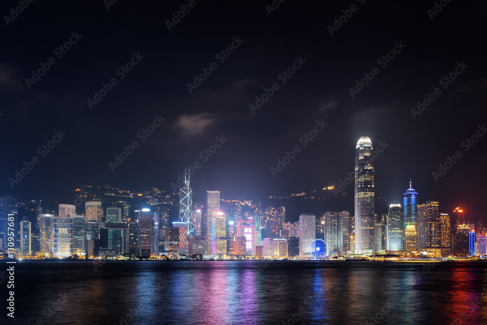 Night view of Hong Kong Island skyline