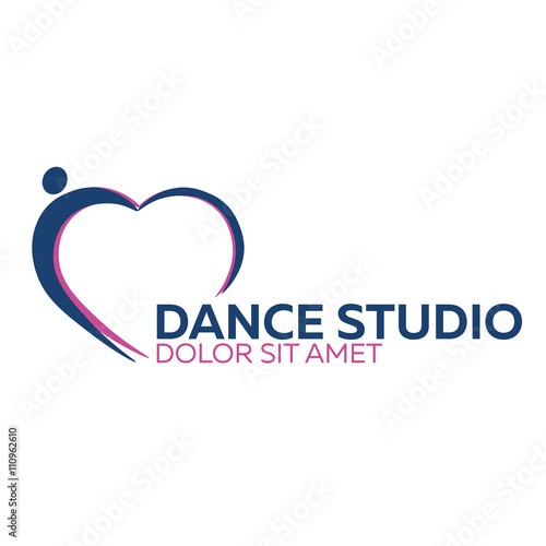 Dance studio logo. Dancer logotype. Vector minimalistic