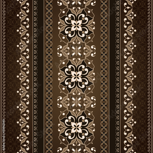 Decorative seamless golden border on dark brown.