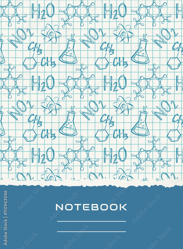 Notebook cover design. Vector chemical background. Notebook cover design. Vector chemical background.