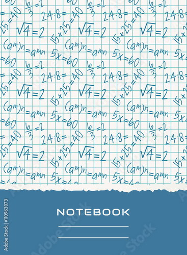 Notebook cover design. Vector mathematical background.