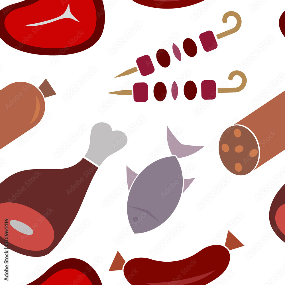 Fototapeta premium Seamless background with Meat products for your design