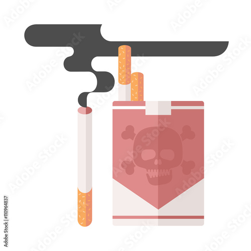 Icons about smoking, vector illustration flat, the dangers of smoking, a pack of cigarettes, nicotine dangerous smoke, danger to life and limb due to nicotine