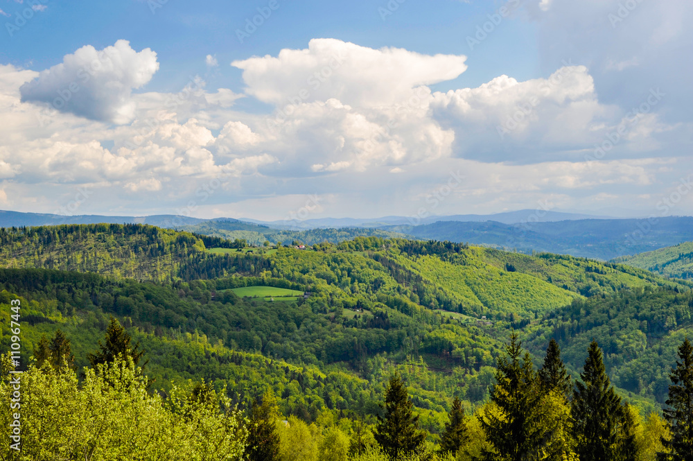 Fototapeta premium mountain landscape / mountain landscape with clouds after storm