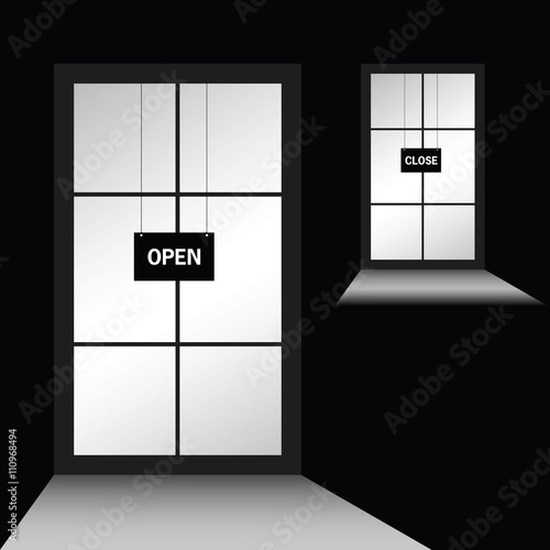 door with open close illustration