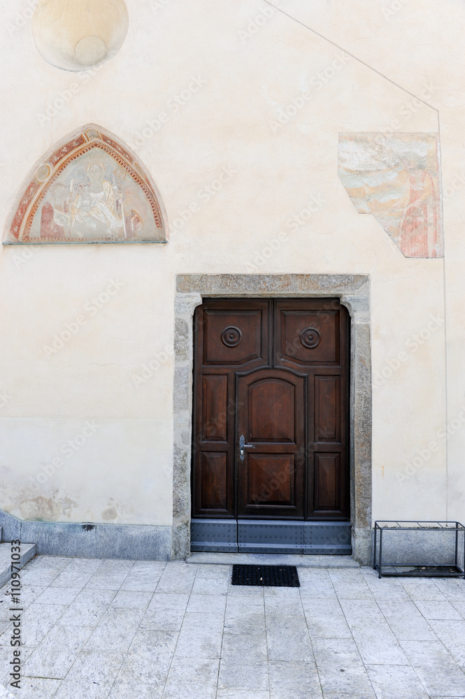 Fototapeta premium Frescos on the rural church of Medeglia