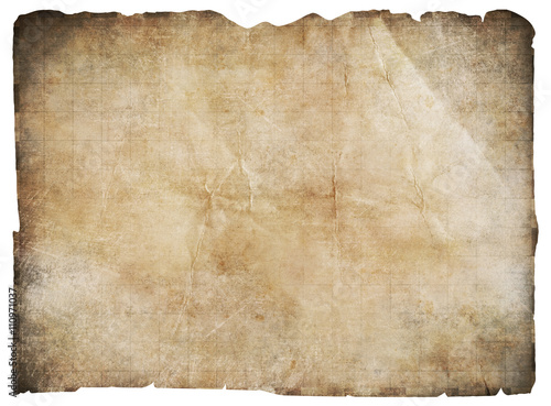 old pirates' treasure map isolated with clipping path