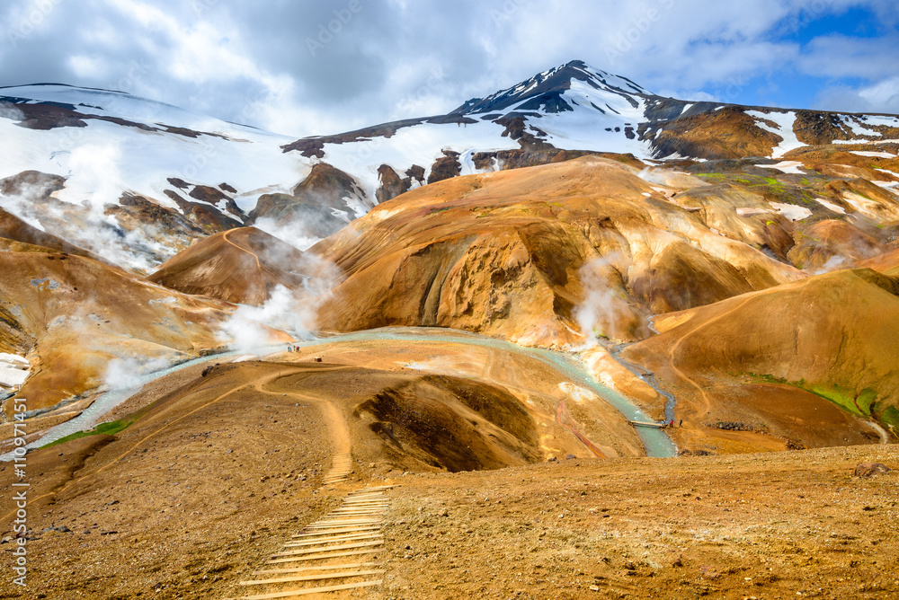 Hveradalir, hot spring valley in Kerlingarfjoll area, Iceland