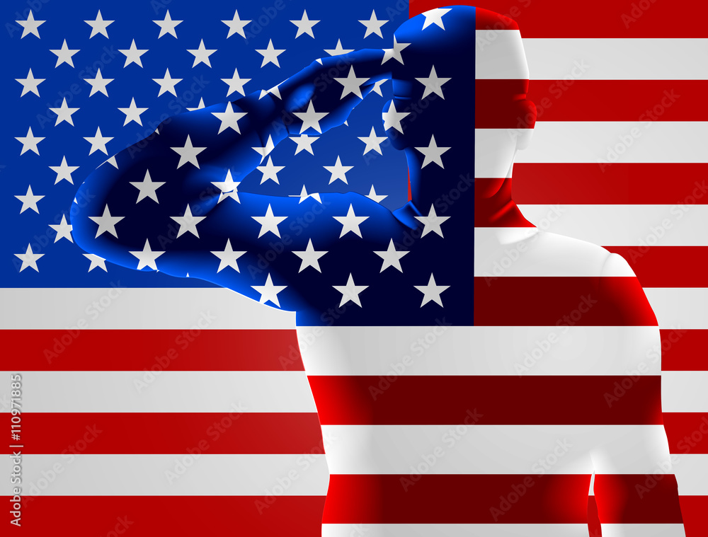 Veterans Day American Flag Soldier Saluting Veterans Day American Flag Soldier Saluting