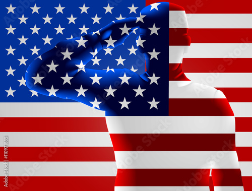 Veterans Day American Flag Soldier Saluting