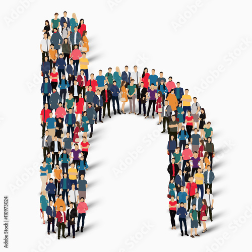 group  people  shape letter H vector