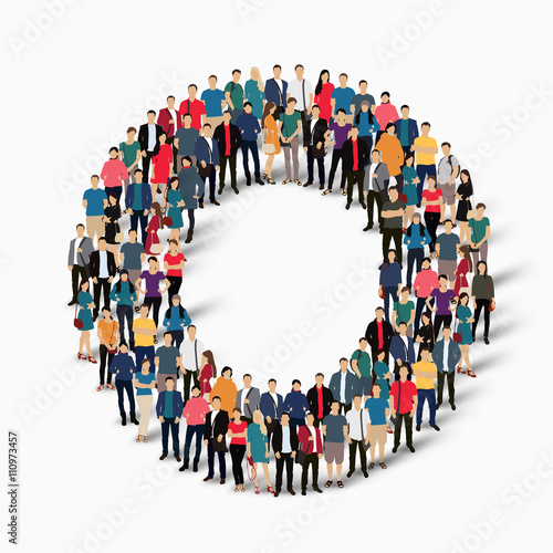 group  people  shape letter O vector
