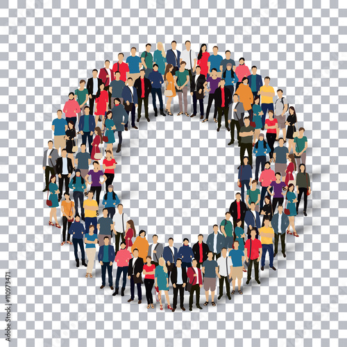 group  people  shape letter O vector Transparency