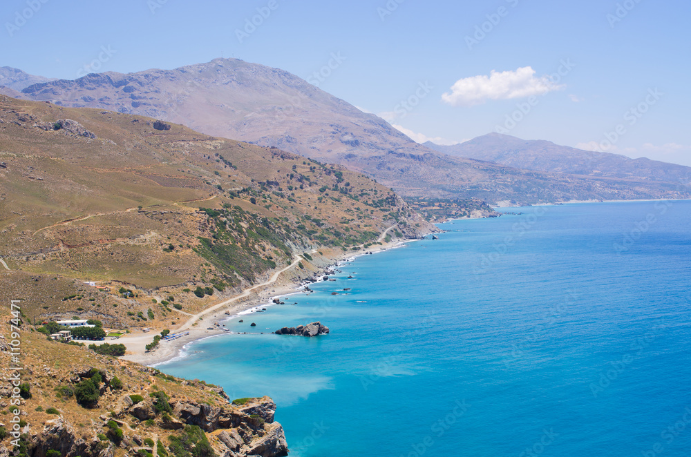Mountains over the sea on Crete island, Greece