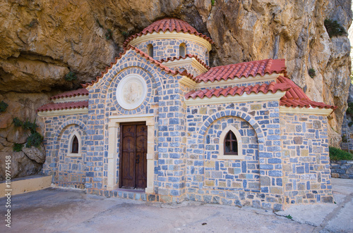 St. Nikolaos church under the mountain  Crete  Greece