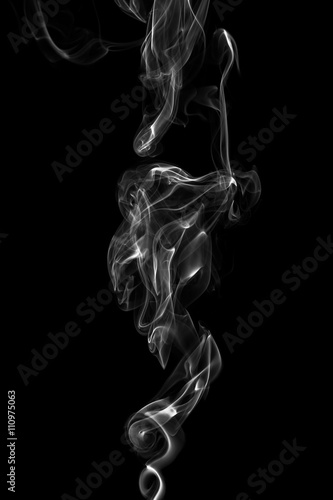 White smoke, isolated on black background.