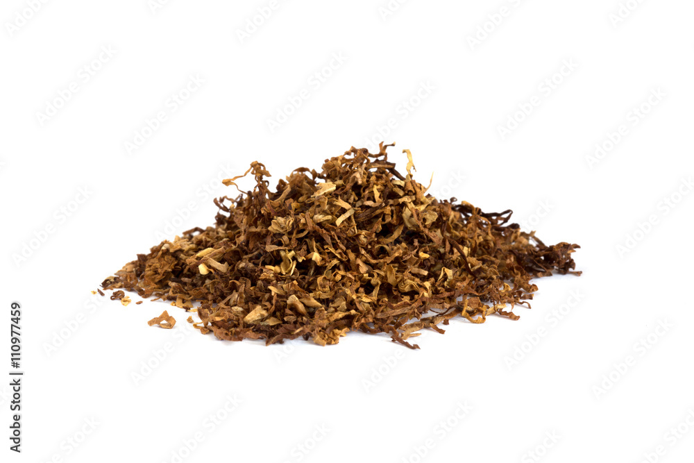 Heap of dry Pipe Tobacco on white Heap of dry Pipe Tobacco on white