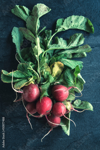 Organic radishes on the table