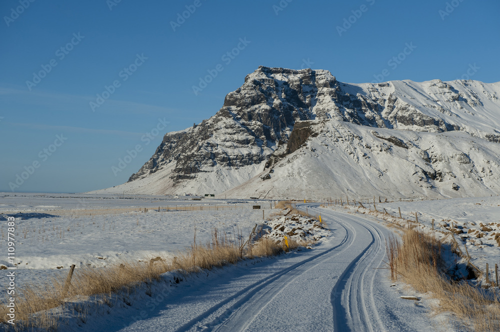 Winter Iceland Lanscape with road