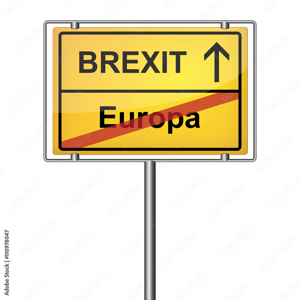 Brexit - Abstimmung 2016 (Ortsschild in Gelb) Brexit - Abstimmung 2016 (Ortsschild in Gelb)