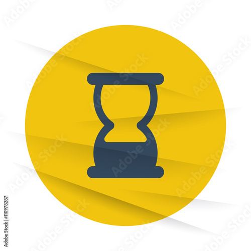 Dark Hourglass icon label on wrinkled paper