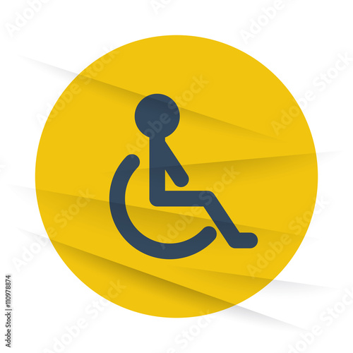 Dark Wheel Chair icon label on wrinkled paper