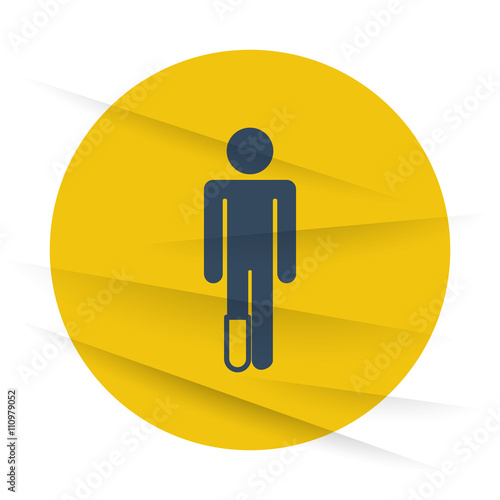 Dark Foot icon label on wrinkled paper